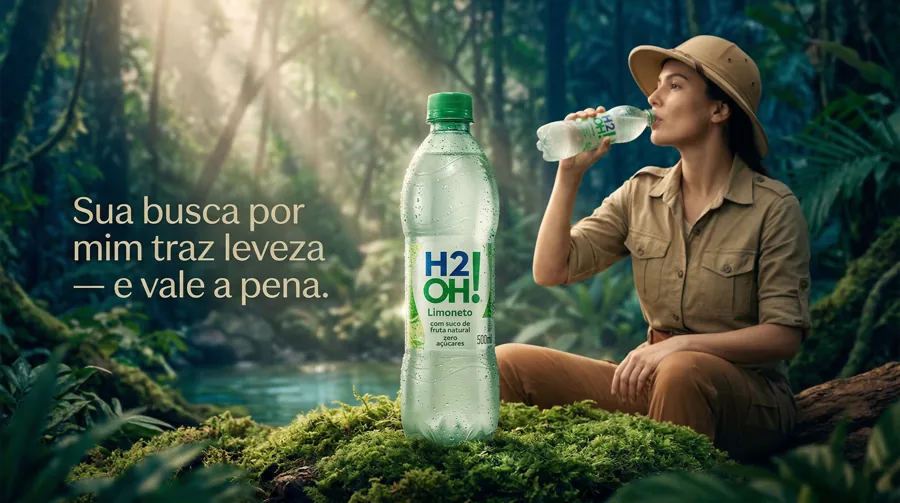 H2OH! · Leveza. Produto em um universo natural.