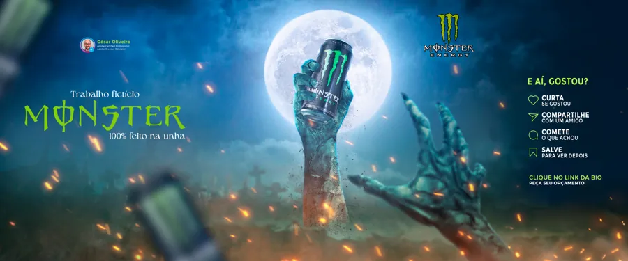 Monster Energy · Conceito. Direção de arte, produto e universo visual.
