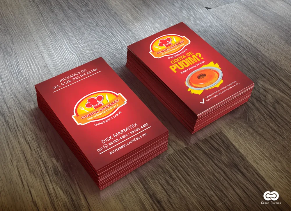 Comida Gourmet · Cartões. Design e identidade aplicados ao impresso.