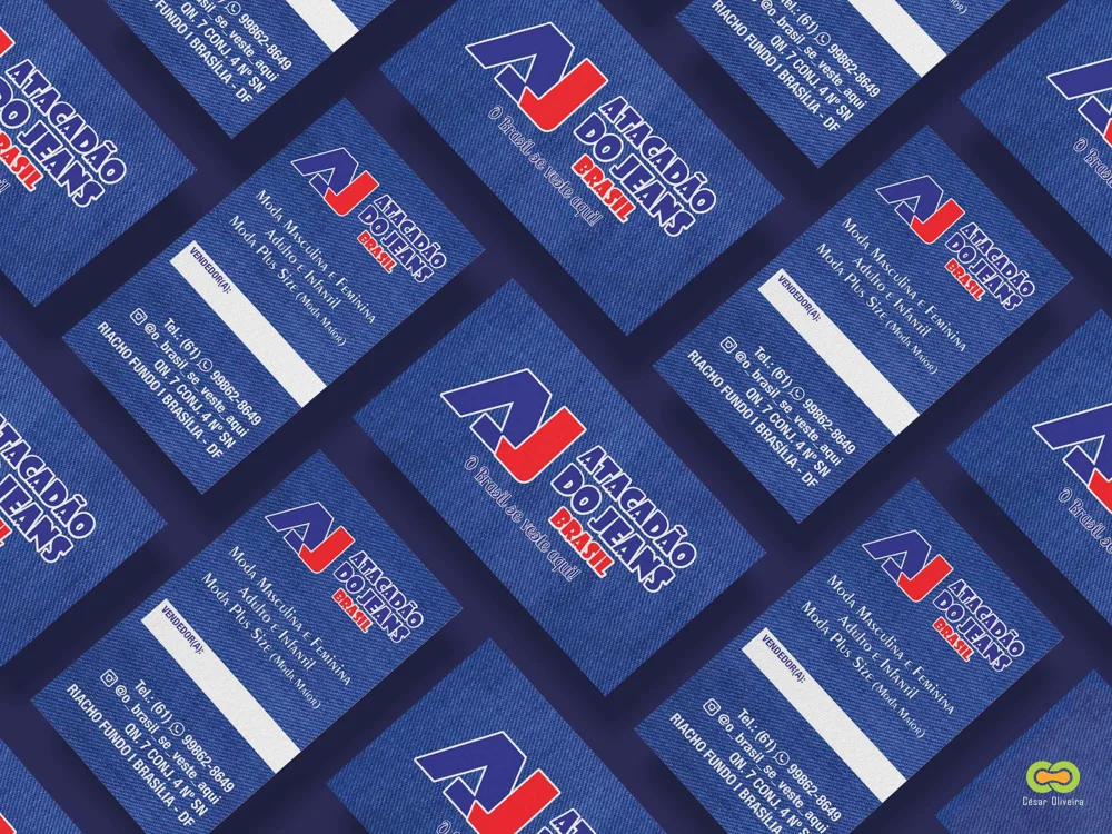 Atacadão do Jeans · Cartões. Design e identidade aplicados ao impresso.