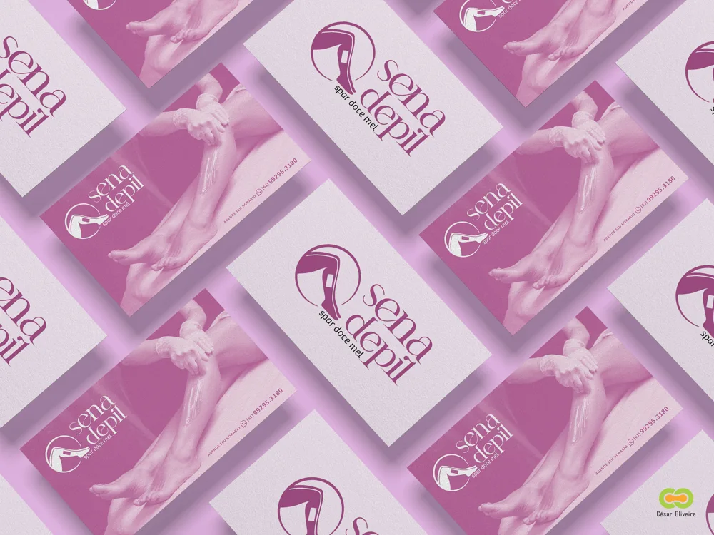 Sena Depil · Cartões. Design e identidade aplicados ao impresso.